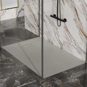 Cadita de dus JUKO Slim, Structura de piatra 90x90cm, Culoare Gri - Img 8