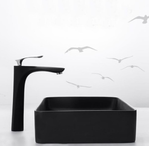 Chiuveta de blat PRO ERA CUBIC, Dimensiuni 51cm x 35 x 11 cm, Ceramica,Fara Gaura Baterie, Negru - Img 3