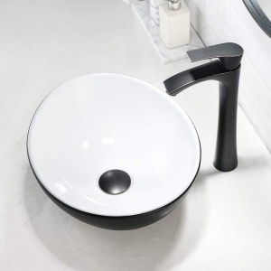 Chiuveta De Blat PRO VERA, 40.5x33x 14 Cm, Montaj Pe Blat, Design Deosebit, Forma Rotunda, Ceramica Sanitara, Alb / Negru - Img 7