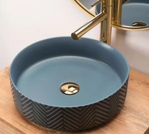 Chiuveta de blat REA ERA ASHLEY BLUE, Dimensiuni 40 x 40x 12cm, Forma Rotunda, Ceramica sanitara, Albastru - Img 5