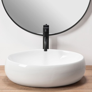 Chiuveta de blat REA Linda, 34.1x48.3 X 14.5 Cm, Montaj Pe Blat, Design Deosebit, Ceramica Sanitara, Alb - Img 5