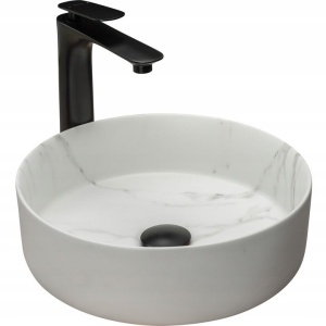 Chiuveta de blat REA SAMI Marble Mat, Dimensiuni 36 cm x 36 x 11.5 cm, Ceramica Sanitara,Fara Gaura baterie, Gri Mat - Img 1