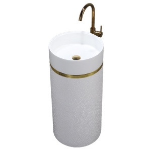Chiuveta rotunda independenta tip piedestal din ceramica Scot alba H86 x ??40 cm