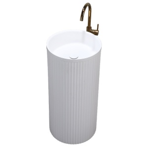 Chiuveta rotunda independenta tip piedestal din ceramica Scot3 alb H86 x ??40 cm