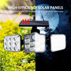 Lampa Solara de Exterior SeveShop 600lm, 3 Moduri de Iluminare, Senzor de Miscare, IP65, Rezistenta la Apa, Acumulator Li-Polymer 2400mAh, Iluminare pentru Curte, Gradina si Terasa, Autonomie 10h, Design Compact, Alb - Img 2
