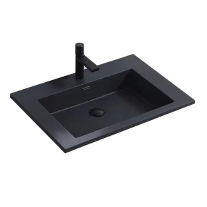 Lavoar De Blat PRO LOTUS BLACK 60 cm, Incastrata In Blat, Design Deosebit,Cu Gaura sau fara Gaura Baterie,Conglomerat,finisaj Mat - Img 1