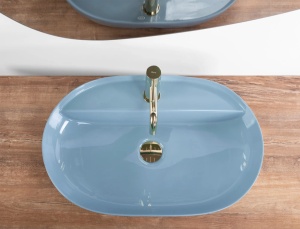 Lavoar De Blat Rea Aura 61cm/Design Modern/Culoare Light Blue Shiny - Img 2