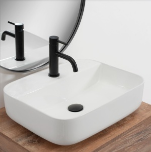 Lavoar De Blat REA Martina WHITE Dimensiuni 51.5 x 41 x 13 cm, Forma Dreptunghiulara, Ceramica Sanitara, Gaura Baterie, Alb - Img 3
