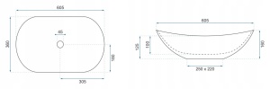 Lavoar De Blat REA ROYAL 60, Dimensiuni 60.5 X 36 X 16 Cm, Forma Ovala, Ceramica Sanitara, Negru - Img 6