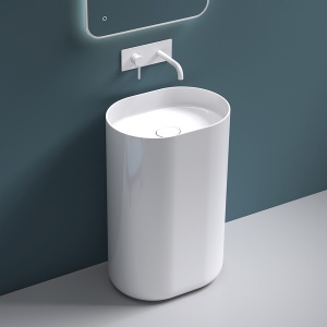 Lavoar Independent PRO MONOLITIC CAMILA, Dimensiuni 55 X 40 X 85 Cm, Forma Ovala, Material Conglomerat, Alb - Img 7