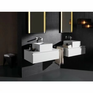 Lavoar patrat pe blat Grohe Cube Ceramic cu PureGuard 40x40