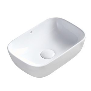Lavoar pe Blat, Milo, Marmura Ceramica Alb Lucios , Dreptunghiular 45,5 x 32,5 x 13,5 cm - Img 1