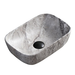 Lavoar pe Blat, Milo, Marmura Ceramica Gri, Dreptunghiular 37 x 25 x 11,5 cm - Img 3