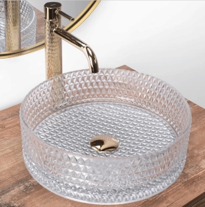 Lavoar pe blat REA Cristal Transparent,diametrul 35,5 x 11,5 cm - Img 7