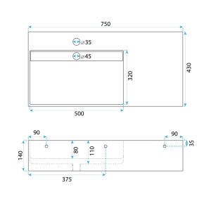 Lavoar pentru blat Archi 75 cm , Culoare alb - Img 6