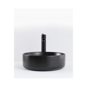 Lavoar PRO VERONA Black, 36x36x12 cm, montaj pe blat, forma rotunda, ceramica sanitara, Negru Mat - Img 6