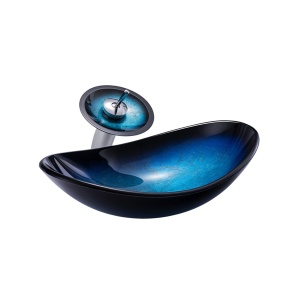 Lavoar sticla Blue VELDMAN + acesorii 54x35x15 cm - Img 1