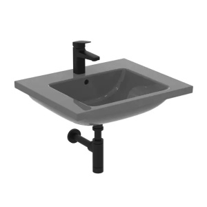 Lavoar suspendat Ideal Standard i.life B gri lucios 61 cm cu orificiu baterie si preaplin - Img 6