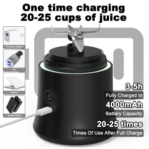 Mini Blender Portabil Seve Shop 6 in 1, Baterie 4000 mAh, Incarcare USB-C, Negru, 400ml - Img 4
