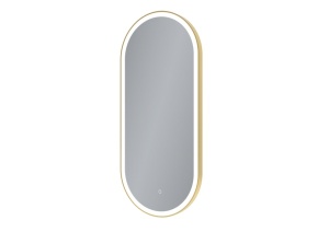 Oglinda LED cu Dezaburire, Dimensiune 40x90cm, Rama din Aluminiu, Culoare Auriu periat - Img 1