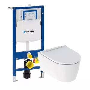 Pachet vas wc suspendat Geberit One TurboFlush si rezervor wc cu cadru incastrat Geberit Duofix Sigma UP320 - Img 1