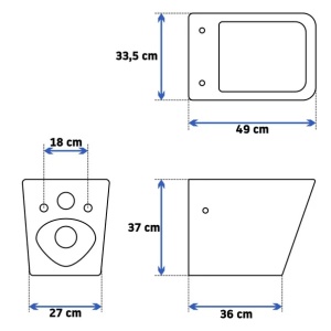 Pachet vas wc suspendat Rea, capac softclose si set dus igiena intima negru cu baterie incastrata Invena Bidetta - Img 6
