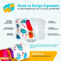 Perna de dormit pentru bebelusi, set 2 piese, perna si paturica - Img 3