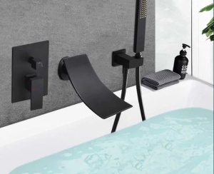 Set baterie PRO9 cu doua functii , incastrata in perete , cascada neagra