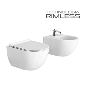 Set Bideu si Vas WC PRO VERONA Minerva RIMLESS, montaj suspendat, ceramica sanitara, Capac Soft-Close inclus