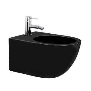 Set Bideu si Vas WC REA CARLO Mini Rimless, Suspendat, Ceramica Sanitara, 49 X 37 X 35.5 cm, Capac Soft-Close Inclus, Negru Lucios - Img 5