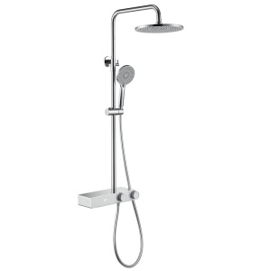 Set de dus F12A Design Modern, Cu Efect de Ploaie si Afisaj LCD, Culoare Crom