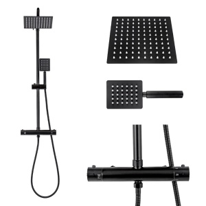 Set de dus PRO cu termostat, dus cu efect de ploaie, finisaj Negru