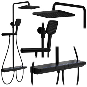 Set de dus REA Pedro, Design Elegant cu Termostat, Culoare Black
