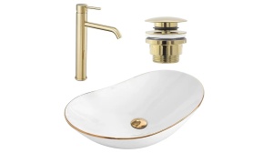 Set lavoar ROYAL GOLD EDGE si baterie inalta LUNGO GOLD ,DOP UNIVERSAL gold