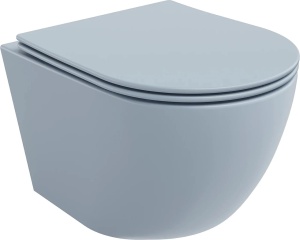 Set vas Wc cu capac soft-close inclus, Montaj suspendat, Ceramica sanitara, Culoare Blue