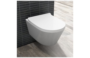 Set Vas WC PRO GEBERIT, Montaj Suspendat, Ceramica Sanitara, Vas WC SONATA Clementina RIMLESS + Capac Soft-Close STANDARD Inclus + Cadru + Clapeta - Img 3
