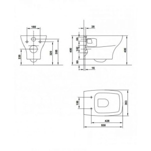 Set vas wc suspendat Gala Street Square alb si capac slim softclose - Img 2