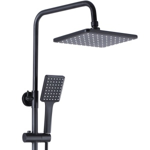 Sistem Complet De Dus REA HASS BLACK, Montaj Pe Perete, Para Dreptunghiulara Tip Ploaie 19,5 x 26,5 Cm, 3 Functii , Finisaj Negru Mat - Img 3