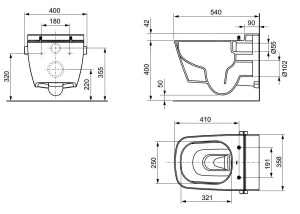 Tece TECEone - Toalet?? suspendat?? cu du?? de bideu, Rimless, alb 9700200 - Img 8