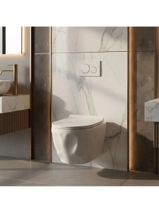 Vas de WC suspendat cu capac Gustavo Rimless alb lucios - Img 6