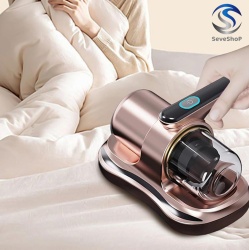 Aspirator Antiacarieni SeveShop® cu raze UV, Filtru HEPA, reincarcabil la USB, ergonomic, pentru /Dormitor/ Lenjeria De Pat/ Perne/ Canapea/ saltea/ par animale si praf, Gold