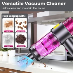 Aspirator auto 4 in 1 ODISSEY LIFE®, Turbo Duster, 12000PA, 120W, baterie 4000mAh, reancarcabil, functii aspirare, suflare si vidare, filtru HEPA, magenta - Img 2