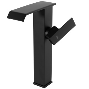 Baterie Lavoar Inalta REA KENT, Montaj Pe Blat, Capat Fix, Tip Cascada, Inaltime 28 Cm, Finisaj Negru Mat - Img 5