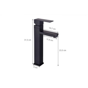 Baterie lavoar PRO QUADRO High 3022H-A, Montaj pe blat, inaltime 31.5cm, finisaj Negru Mat - Img 4