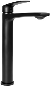 Baterie lavoar REA LUPPO Black, Montaj pe blat, inaltime 25.5 cm, finisaj Negru Mat