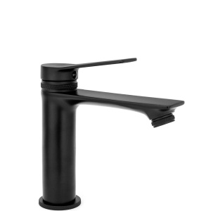 Baterie Lavoar REA VIRAL BLACK LOW, Montaj Pe Blat, Capat Fix, Monocomanda, Inaltime 18 Cm, Negru