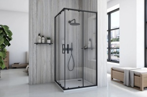 Cabin de du?? Rea City, Dimensiune 90x90cm, Culoare Black - Img 3
