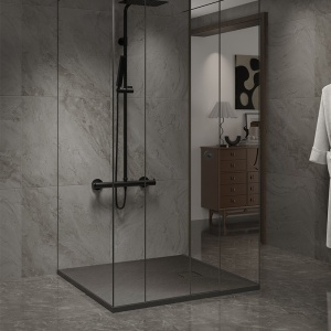 Cabina de dus BS05B Patrata 90x90cm, Design Modern Negru + Cada de dus Riko, Culoare Negru - Img 2