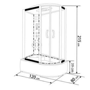 Cabina de dus cu hidromasaj, Dimensiune 120x80 cm, Stanga - Img 10