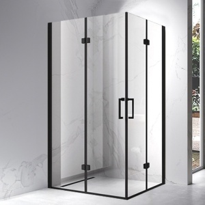 Cabina de dus dreptunghiulara cu rame negre si cadita de dus neagra KZ13A/ST04A 100x 90 cm - Img 3